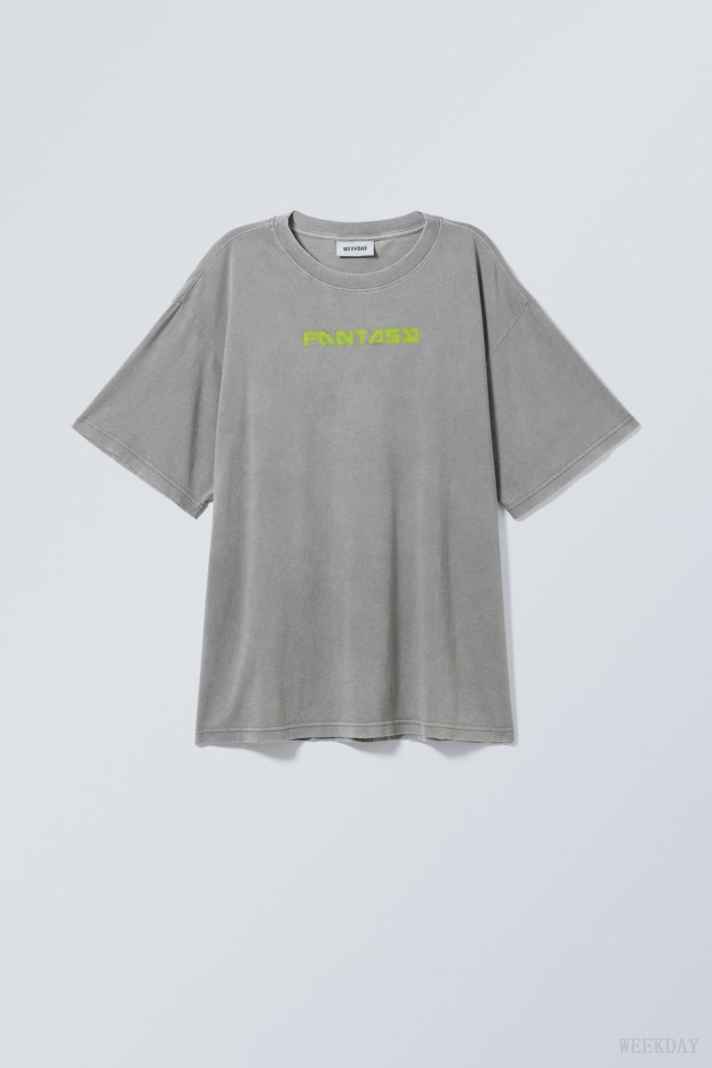 Weekday Gen Printed T-shirt トップス レディース 緑 Japan | J7I-3396