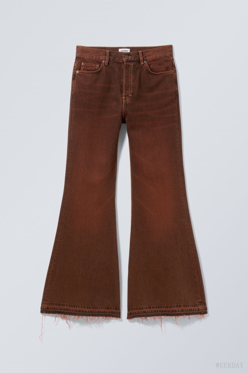 Weekday Grove Low Baggy Flared Jeans デニム レディース 赤 Japan | H8D-3952
