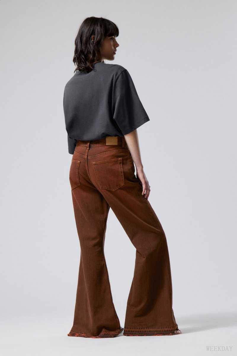 Weekday Grove Low Baggy Flared Jeans デニム レディース 赤 Japan | H8D-3952