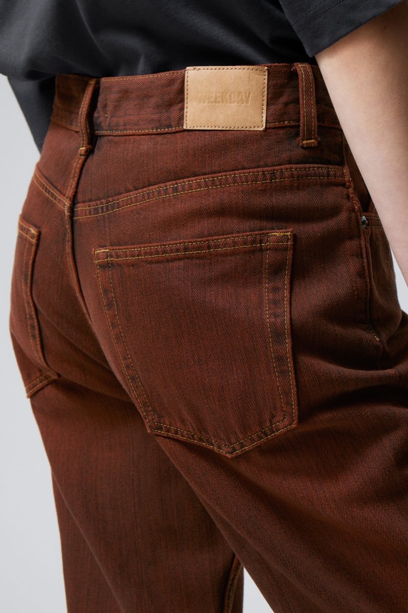 Weekday Grove Low Baggy Flared Jeans デニム レディース 赤 Japan | H8D-3952