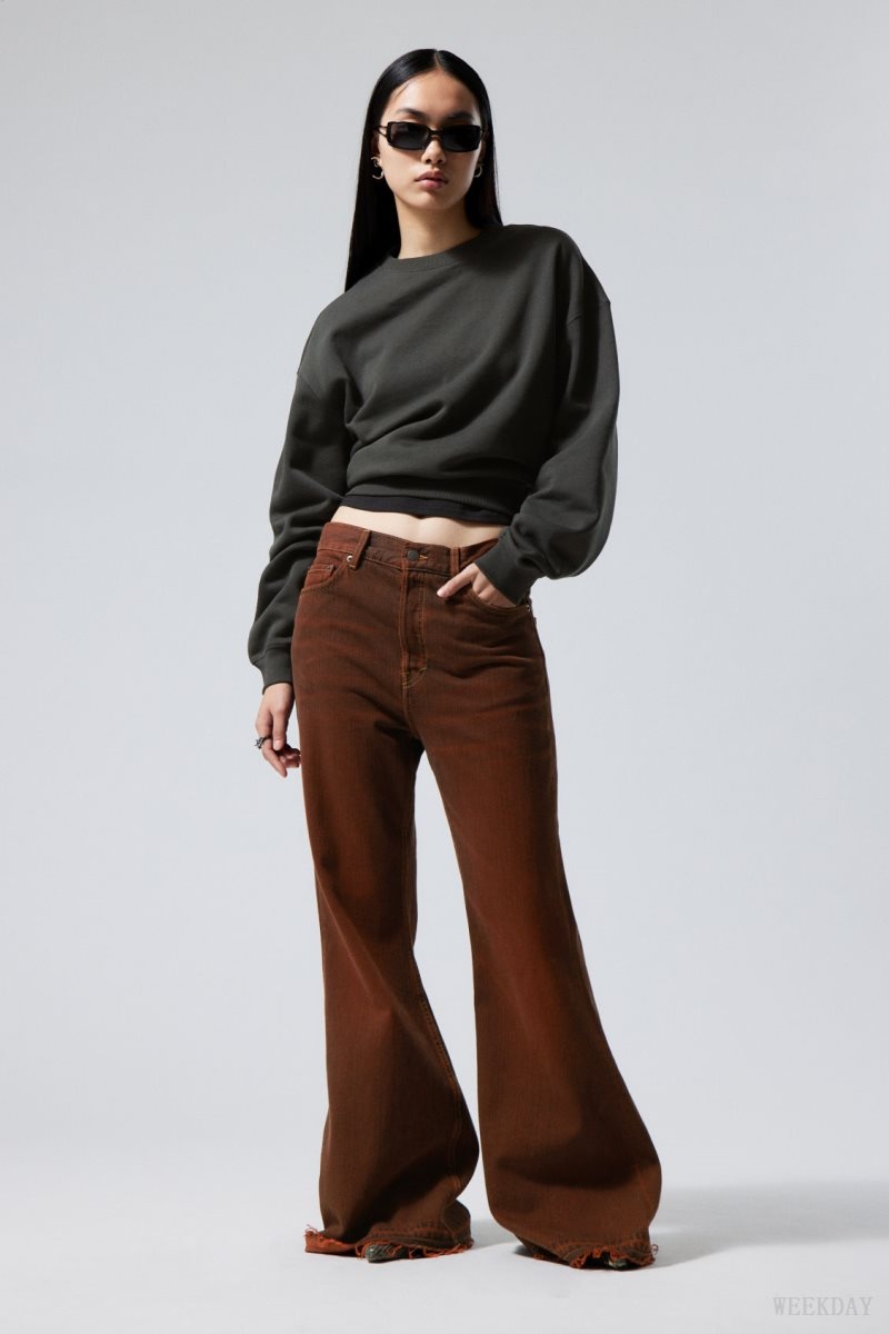 Weekday Grove Low Baggy Flared Jeans デニム レディース 赤 Japan | H8D-3952