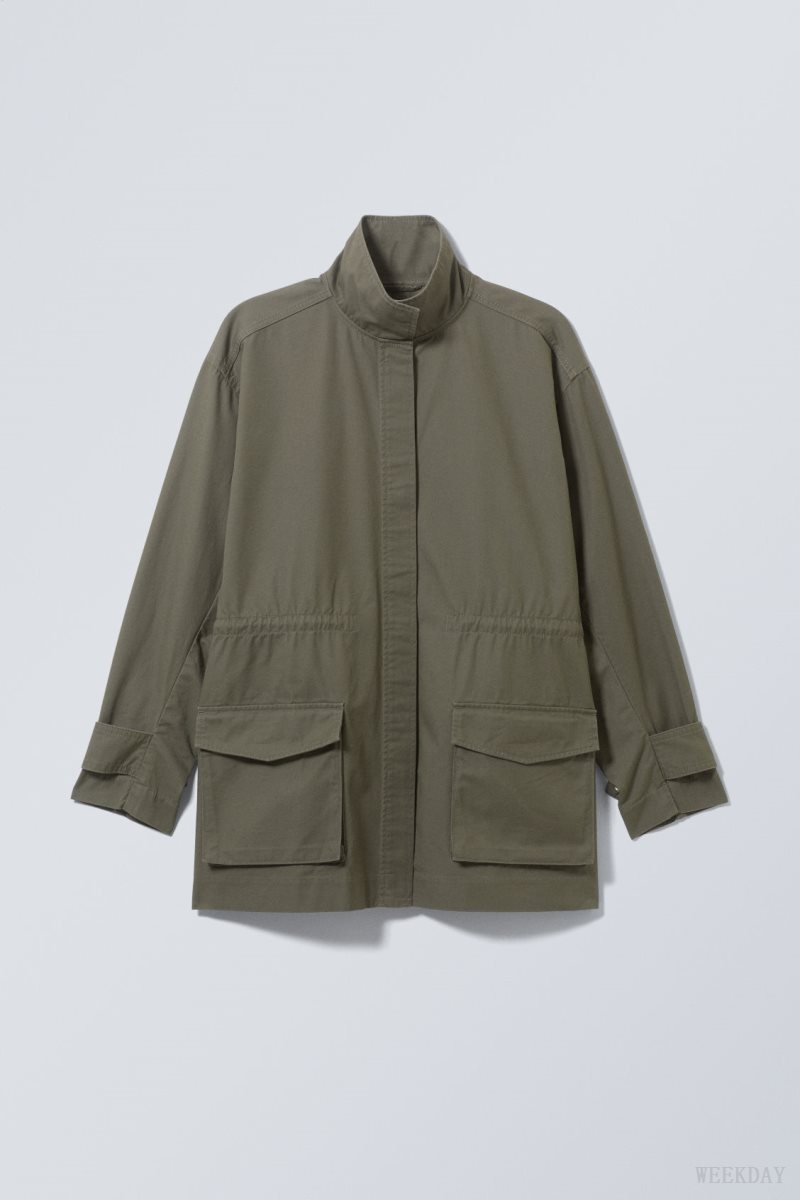 Weekday Hayden Workwear Jacket ジャケット レディース 暗カーキ Japan | M8V-7463