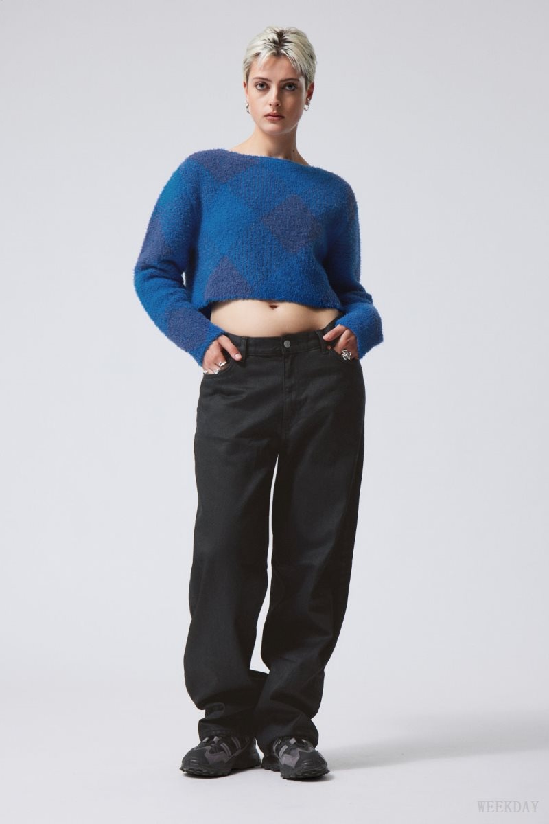 Weekday Hera Check Hairy Sweater セーター レディース 青 Japan | W0P-7075