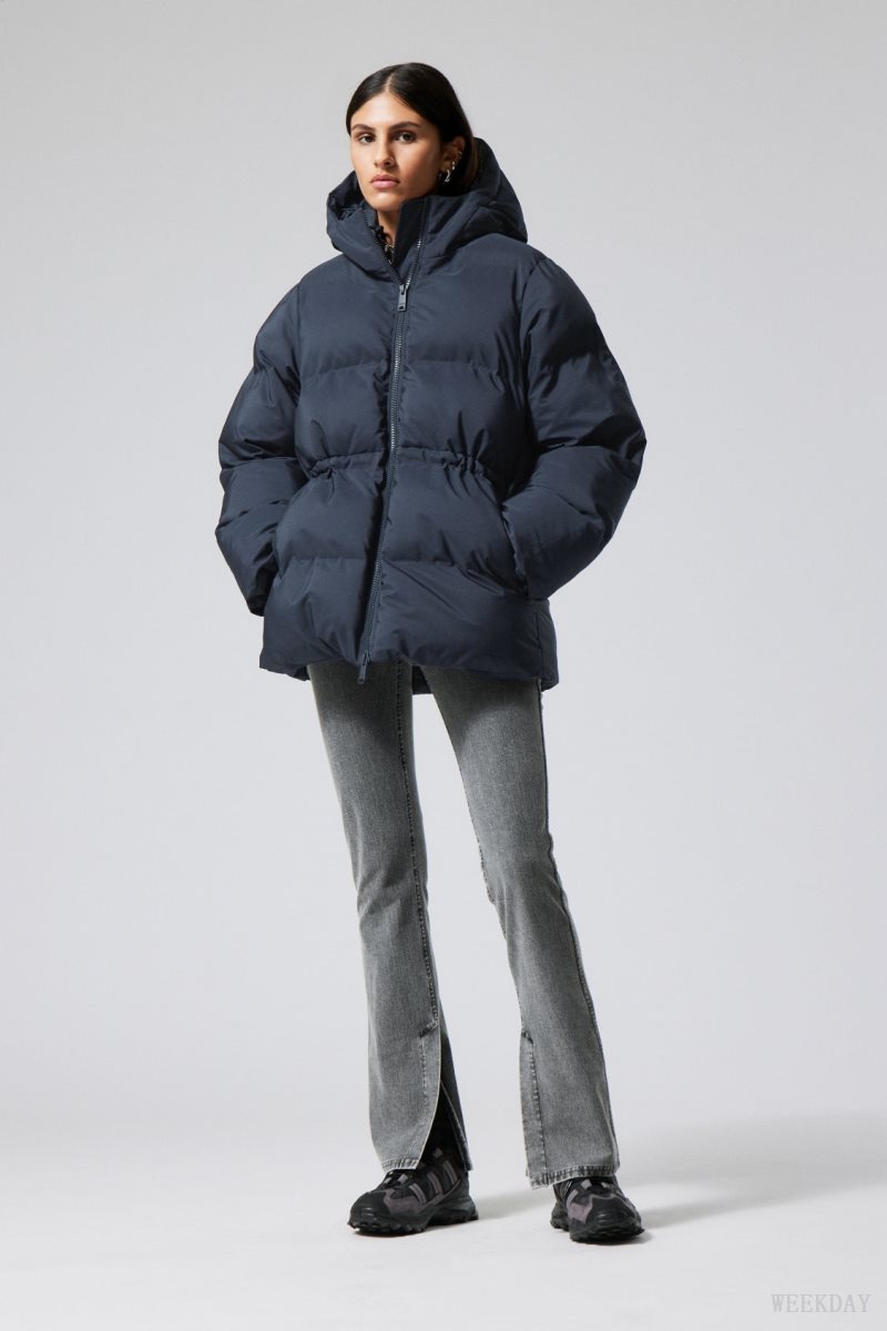 Weekday Illisa Waisted Puffer Jacket ジャケット レディース 暗青 Japan | V4J-9509