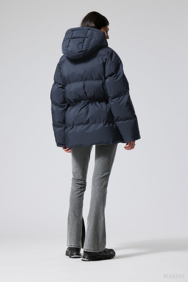 Weekday Illisa Waisted Puffer Jacket ジャケット レディース 暗青 Japan | V4J-9509