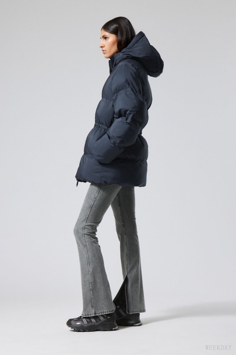 Weekday Illisa Waisted Puffer Jacket ジャケット レディース 暗青 Japan | V4J-9509