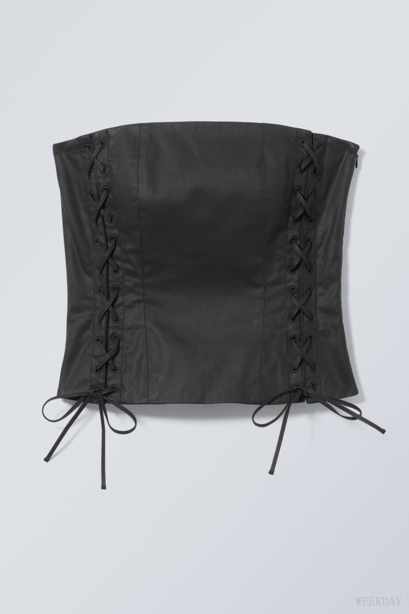 Weekday Ima レース Up Corset Top トップス レディース 黒 Japan | I5V-4191