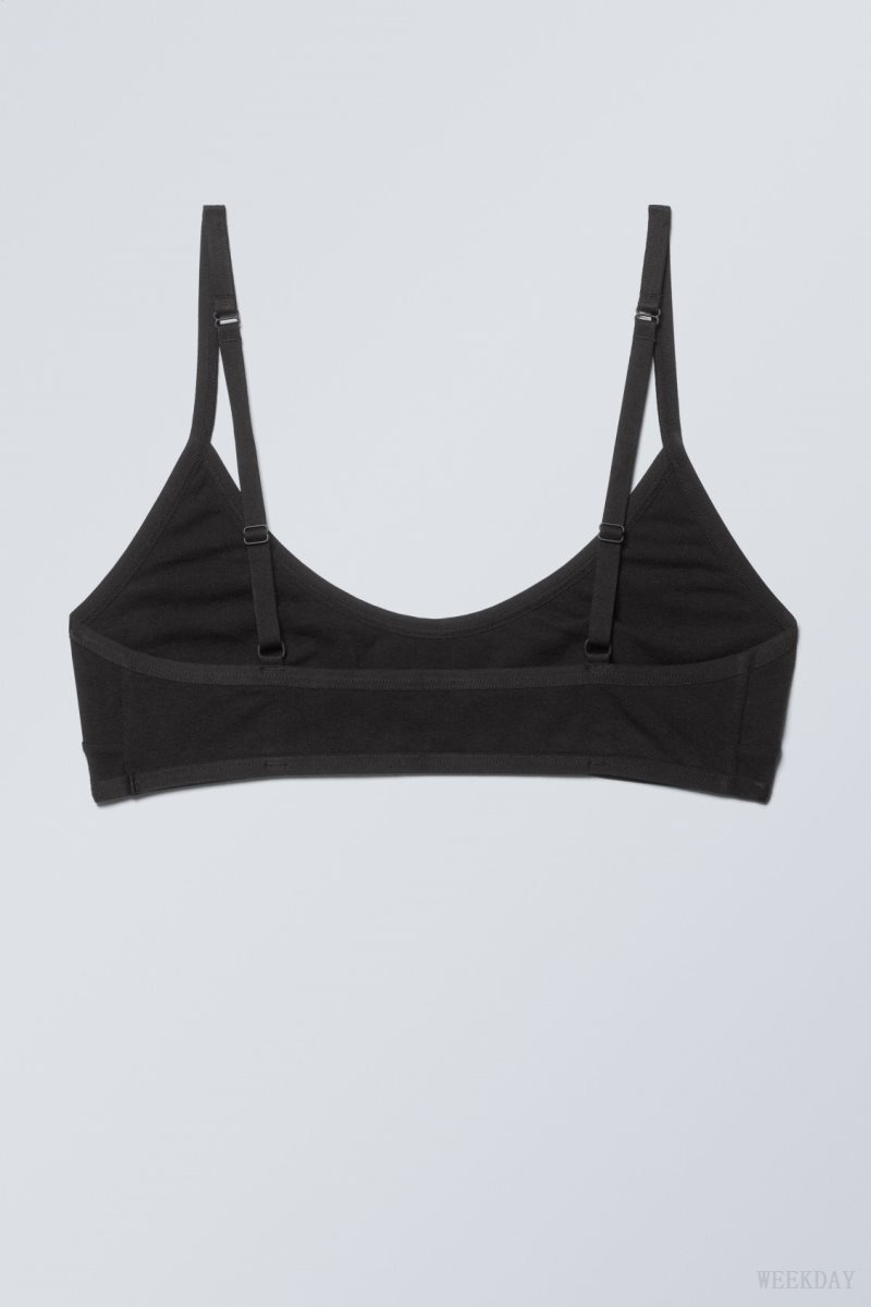Weekday Inez Scooped Cotton Bralette Bralette レディース 黒 Japan | C1G-5631