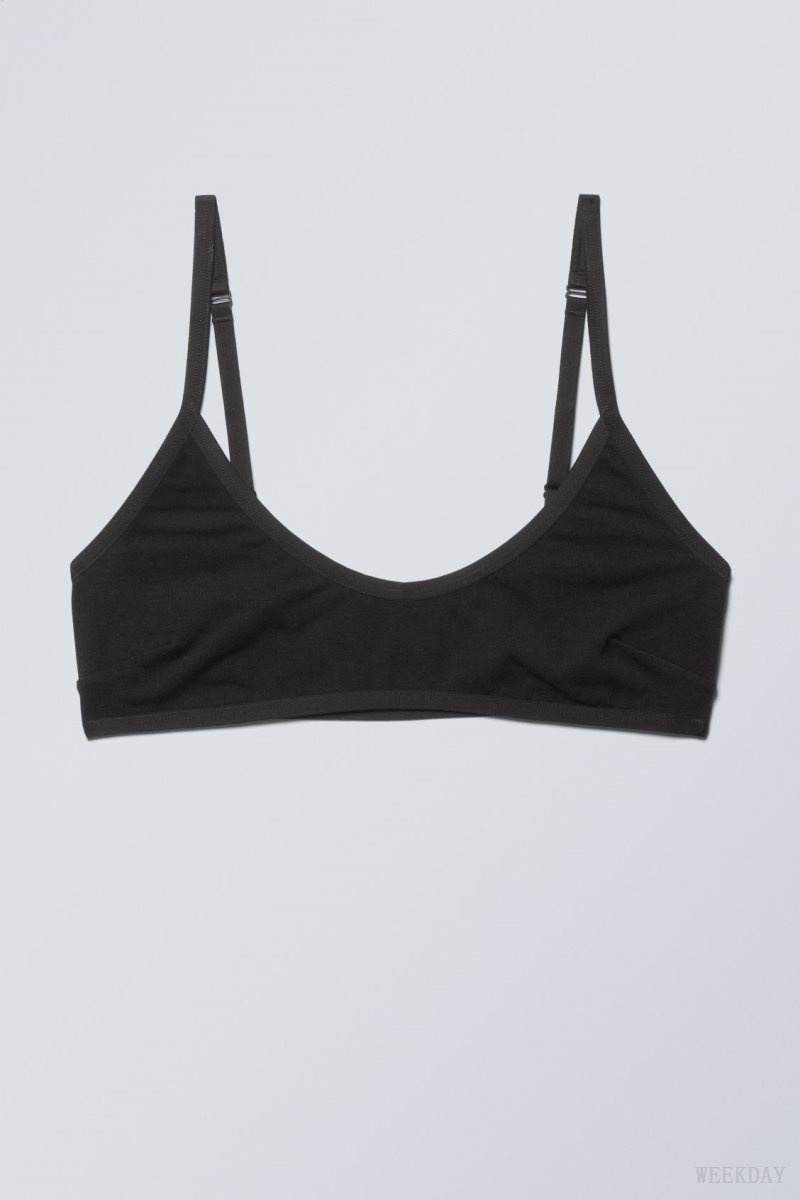 Weekday Inez Scooped Cotton Bralette Bralette レディース 黒 Japan | C1G-5631