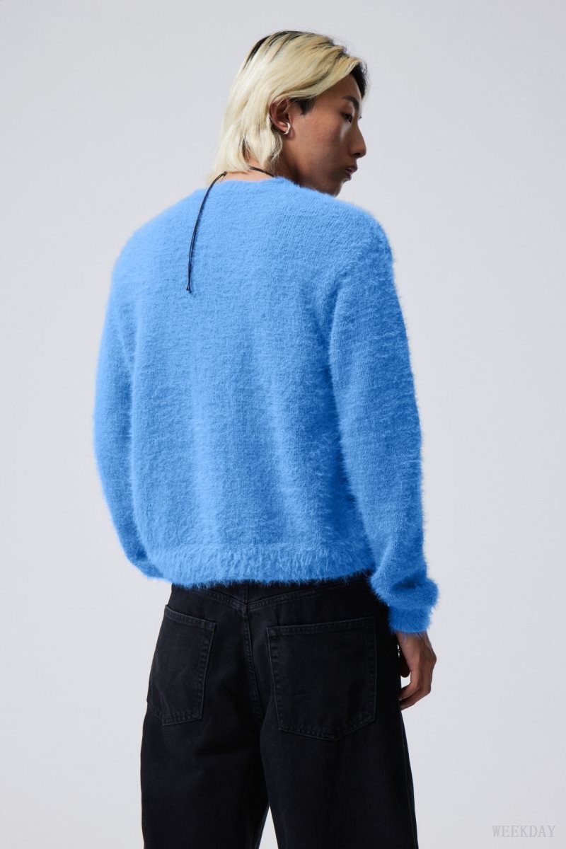 Weekday Jesper Regular Hairy Cardigan アクセサリー メンズ 青 Japan | U3O-3923