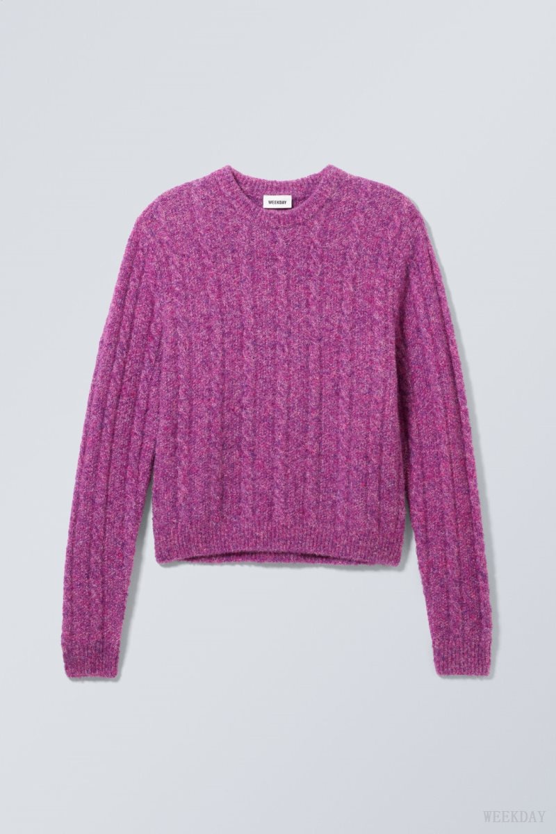 Weekday Jesper ウール Blend Knit Sweater セーター メンズ 暗ピンク Japan | F8B-8702