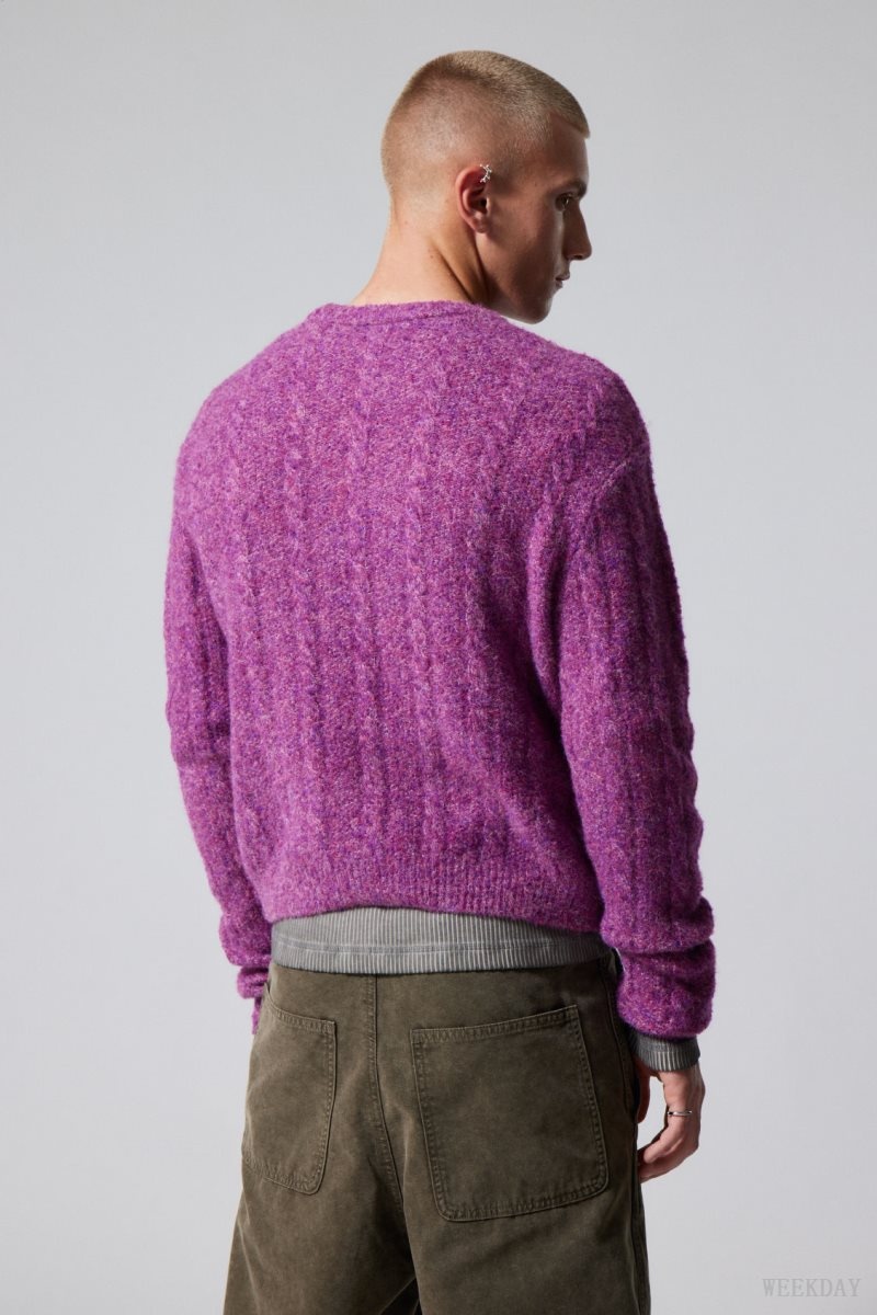 Weekday Jesper ウール Blend Knit Sweater セーター メンズ 暗ピンク Japan | F8B-8702