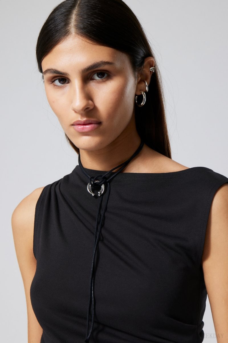 Weekday Joan Drape Top トップス レディース 黒 Japan | C8L-6306