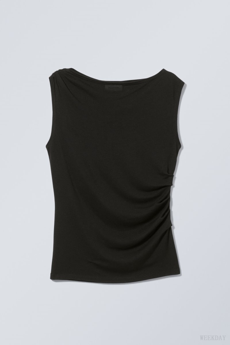 Weekday Joan Drape Top トップス レディース 黒 Japan | C8L-6306