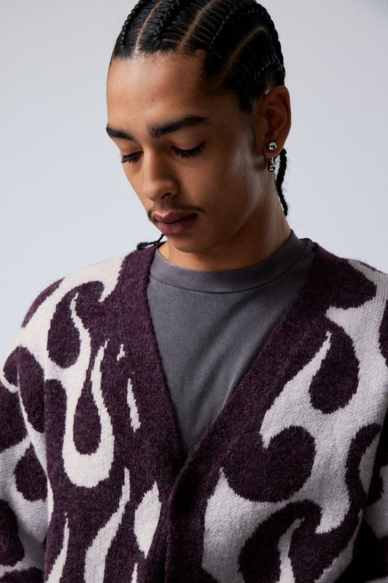Weekday Jonas Regular Cardigan セーター メンズ 黒 青 Japan | X7A-2976