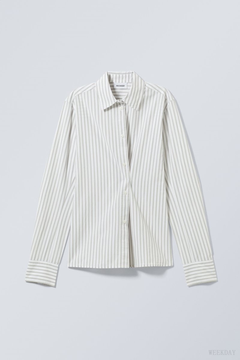 Weekday June Fitted Shirt シャツ レディース グレー Japan | K9Z-9498