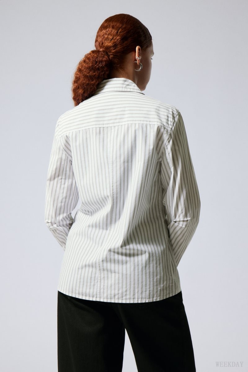 Weekday June Fitted Shirt シャツ レディース グレー Japan | K9Z-9498