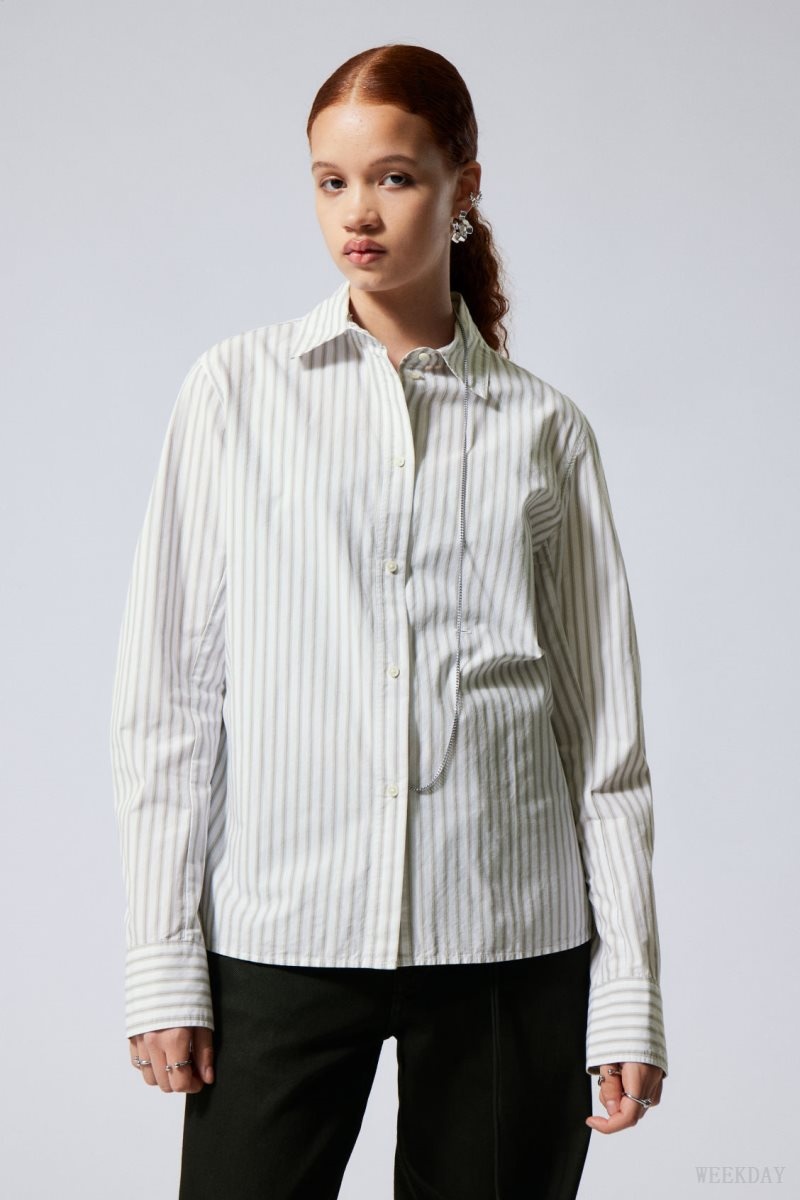 Weekday June Fitted Shirt シャツ レディース グレー Japan | K9Z-9498