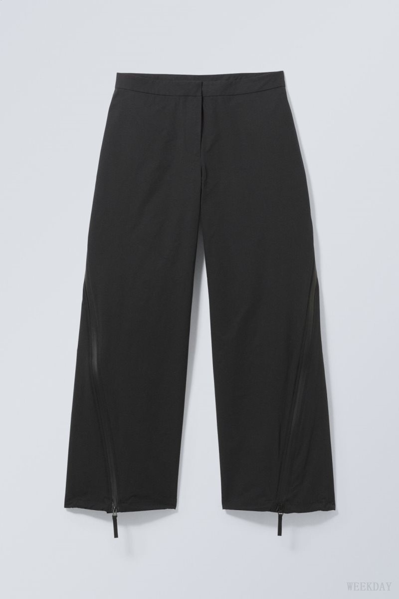 Weekday Junko ナイロン Zip Trousers ズボン レディース 黒 Japan | P0I-1491