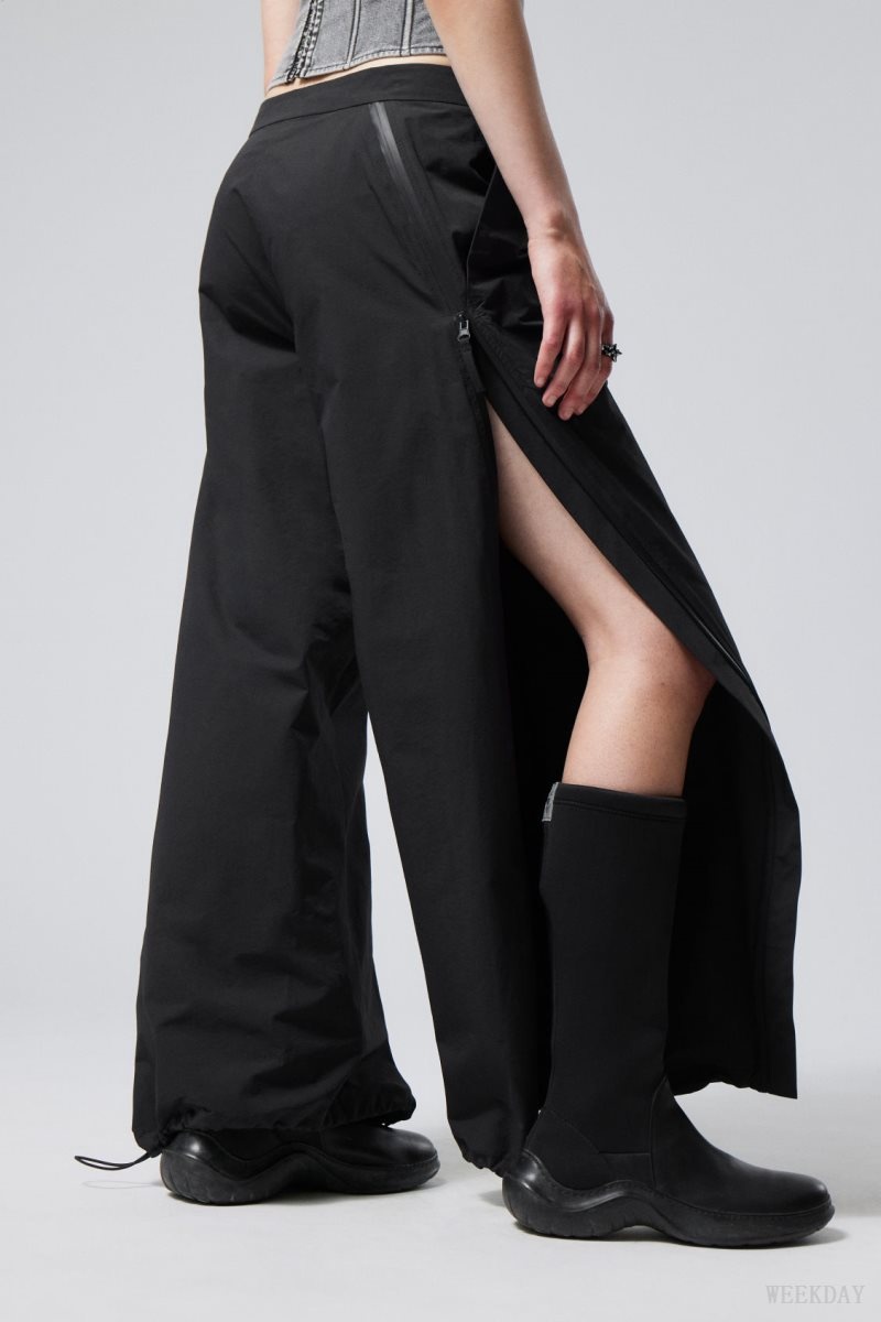 Weekday Junko ナイロン Zip Trousers ズボン レディース 黒 Japan | P0I-1491