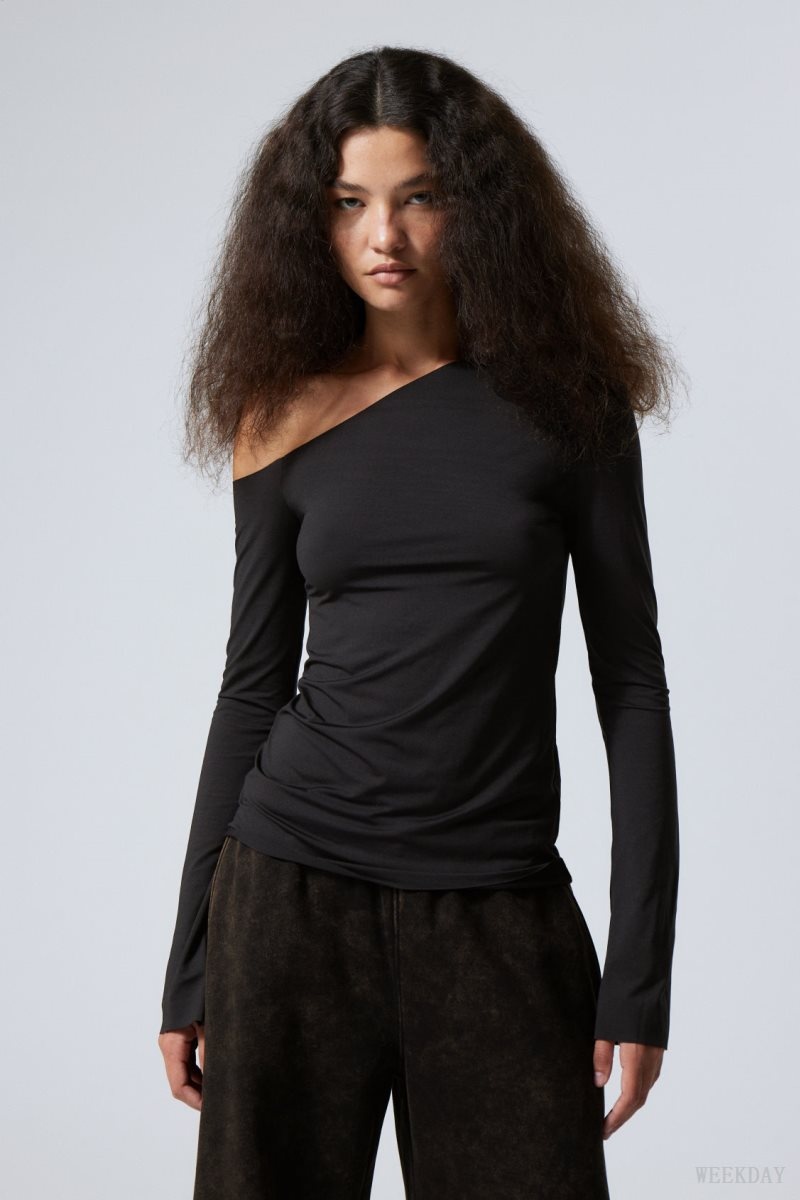 Weekday Kiara One Shoulder Top トップス レディース 黒 Japan | S4X-0041
