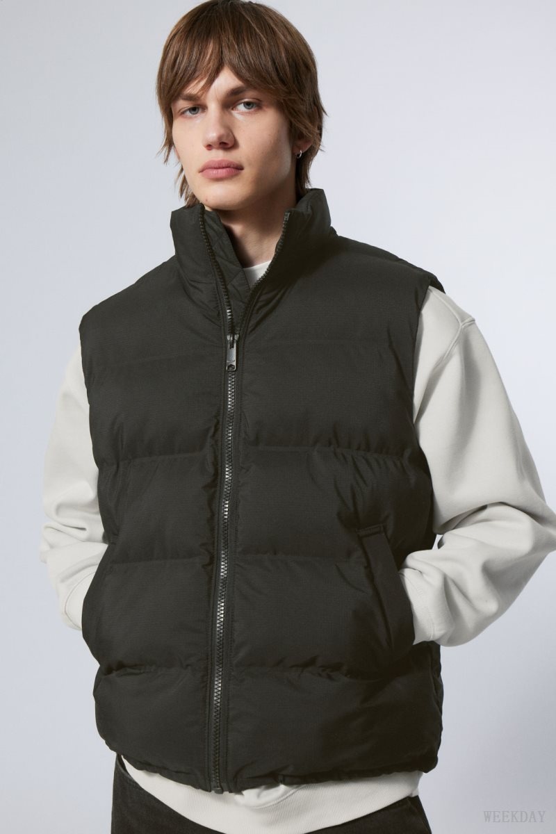 Weekday Kip Puffer Vest ジャケット メンズ 黒 Japan | L8Z-8654