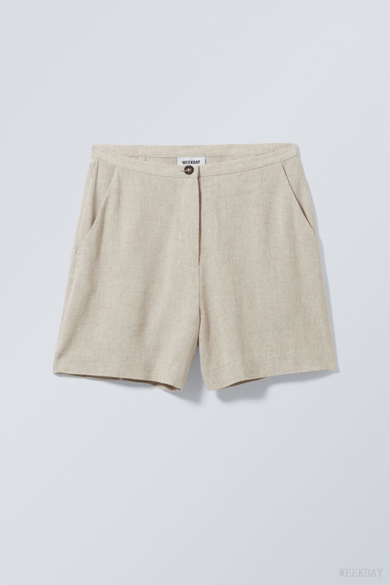 Weekday Kit Linen Mix Shorts ショートパンツ レディース Ecru Japan | V6W-5390