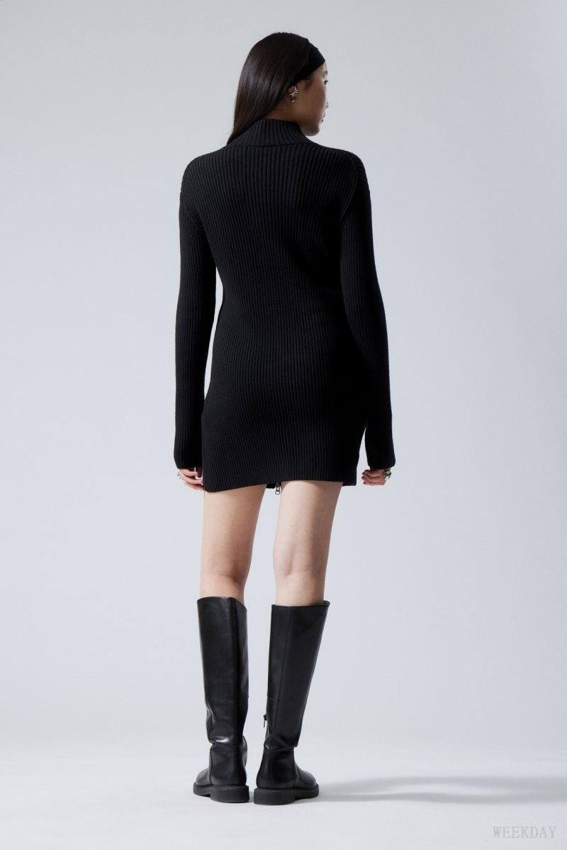 Weekday Laila Long Zip Cardigan セーター レディース 黒 Japan | V9K-1493
