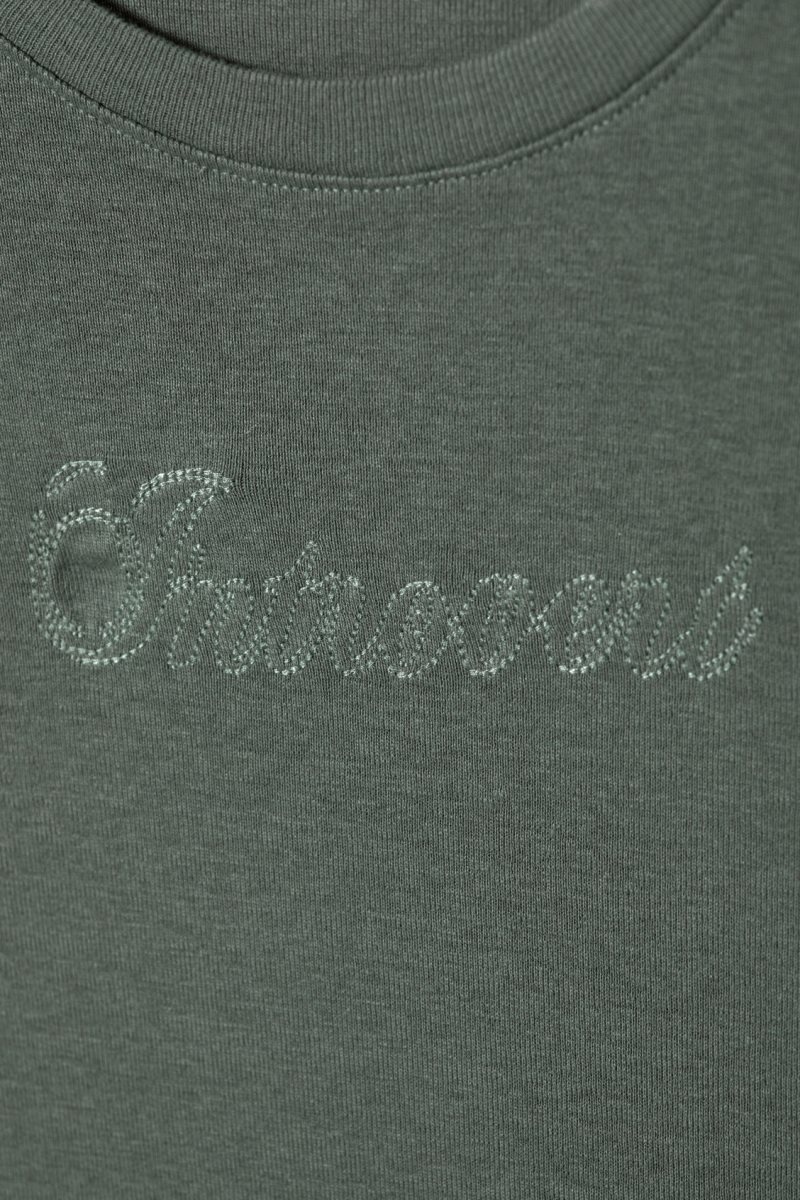 Weekday Lean Fit Embroidered T-shirt トップス レディース 暗グレー Japan | Q9D-8466