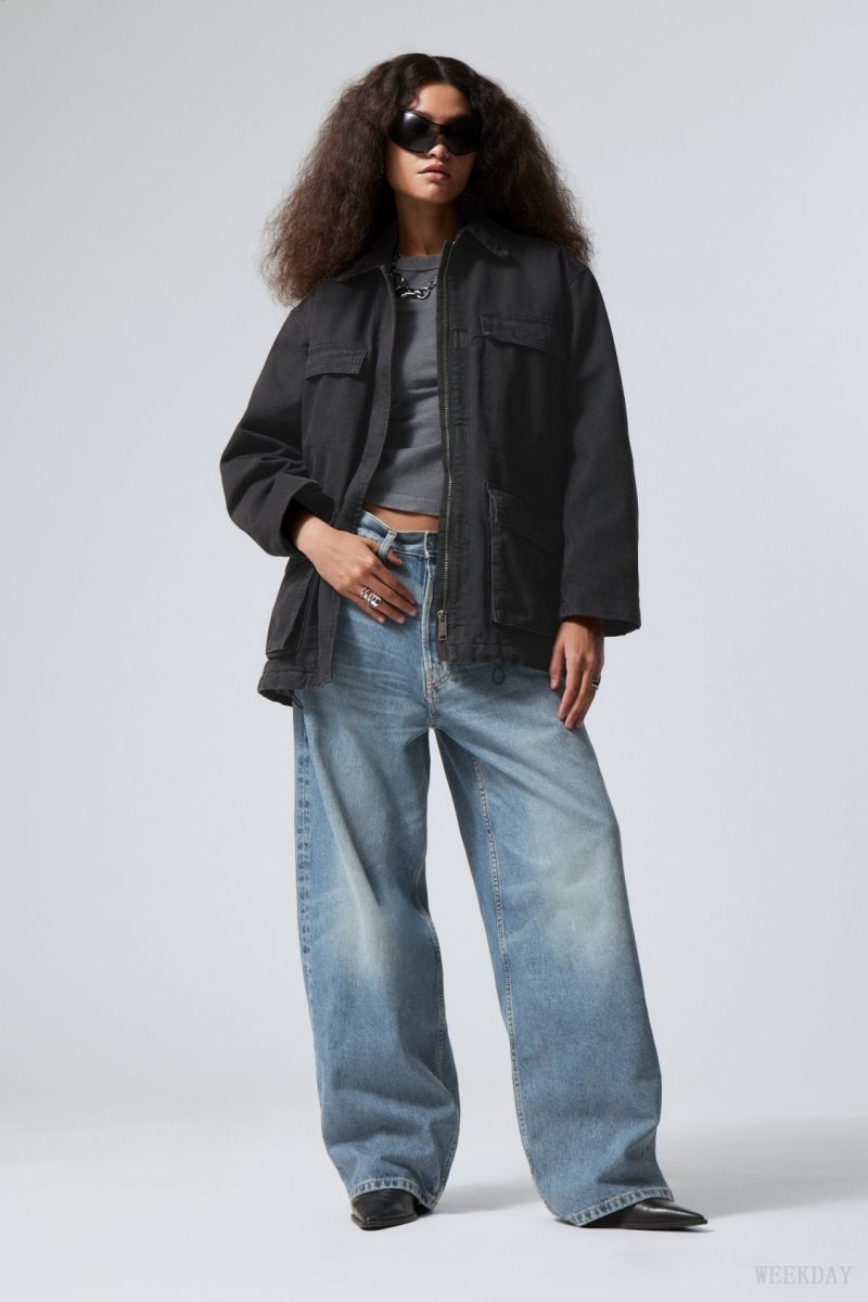 Weekday Luca Washed Parka Jacket ジャケット レディース 黒 Japan | X1Y-6514