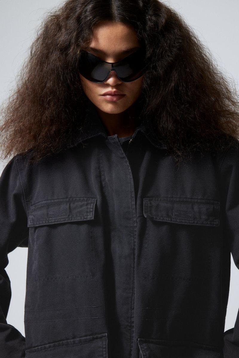 Weekday Luca Washed Parka Jacket ジャケット レディース 黒 Japan | X1Y-6514