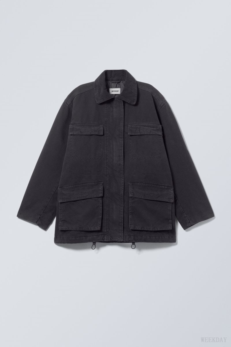 Weekday Luca Washed Parka Jacket ジャケット レディース 黒 Japan | X1Y-6514