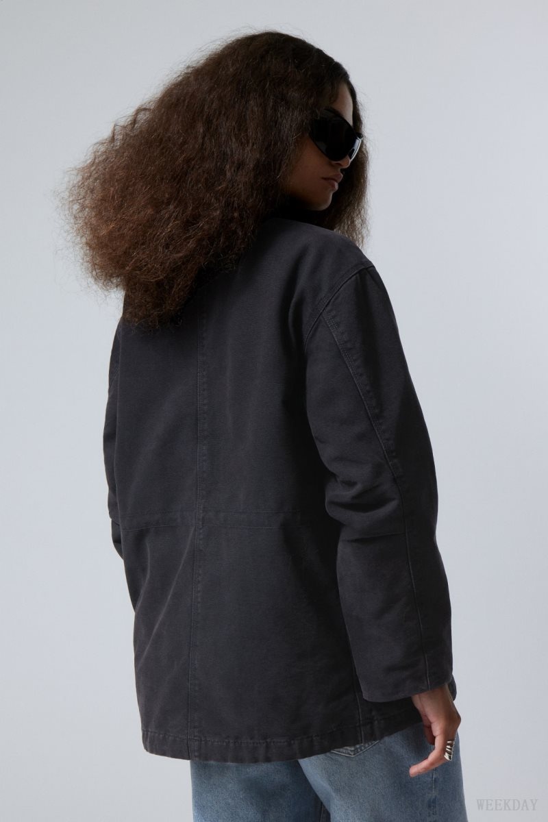 Weekday Luca Washed Parka Jacket ジャケット レディース 黒 Japan | X1Y-6514