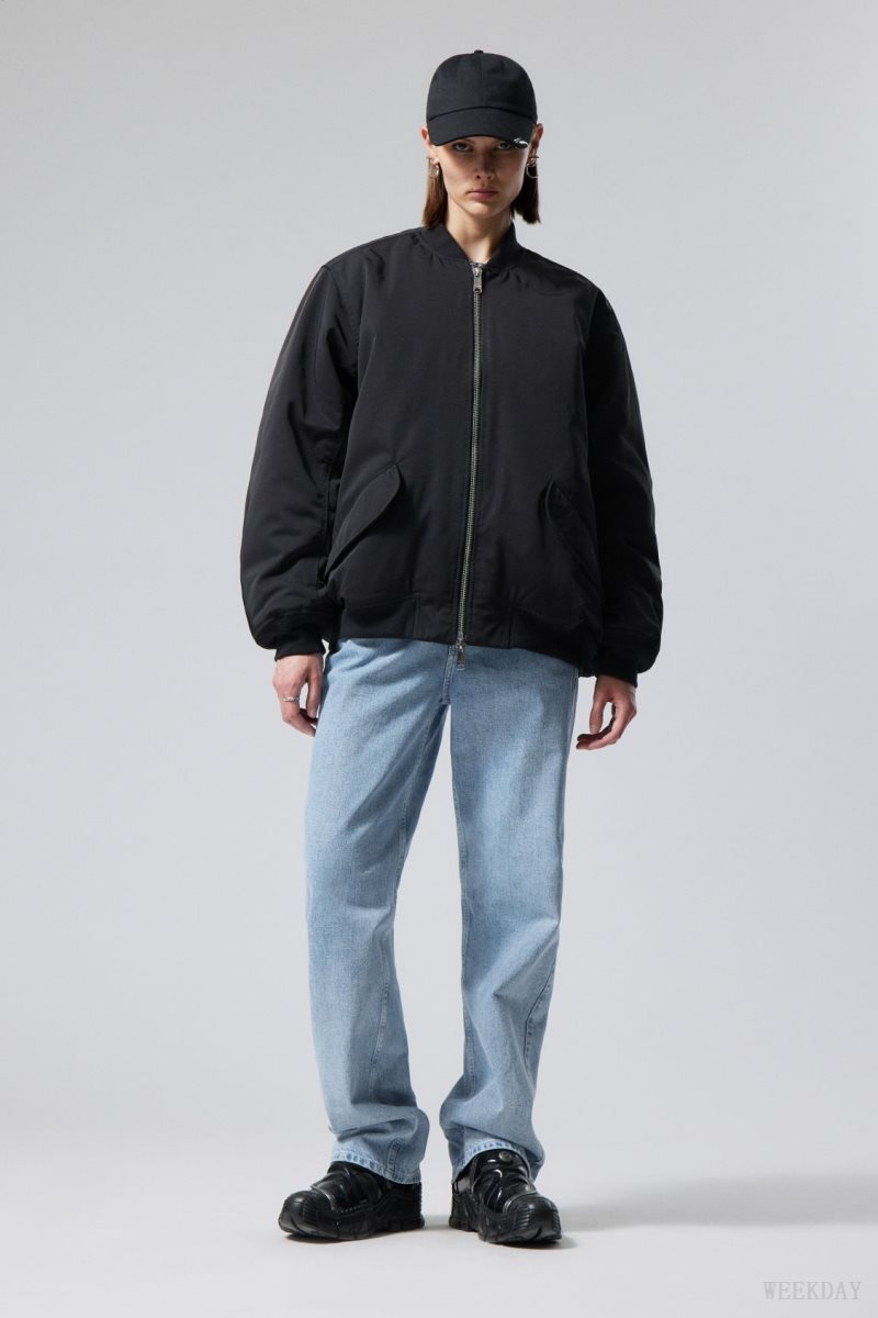 Weekday Lui Oversized Bomber Jacket ジャケット レディース 黒 Japan | A0K-3986