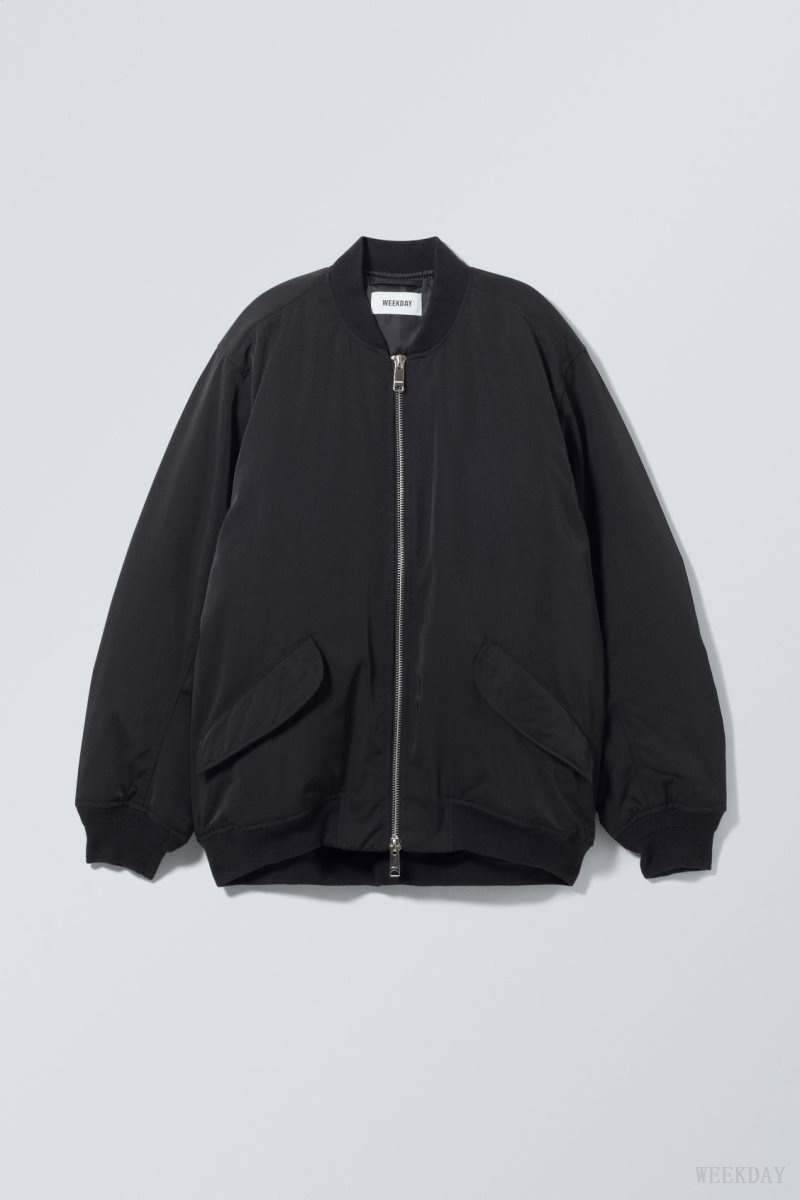 Weekday Lui Oversized Bomber Jacket ジャケット レディース 黒 Japan | A0K-3986