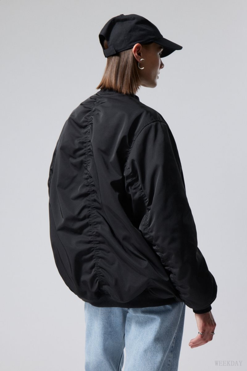 Weekday Lui Oversized Bomber Jacket ジャケット レディース 黒 Japan | A0K-3986