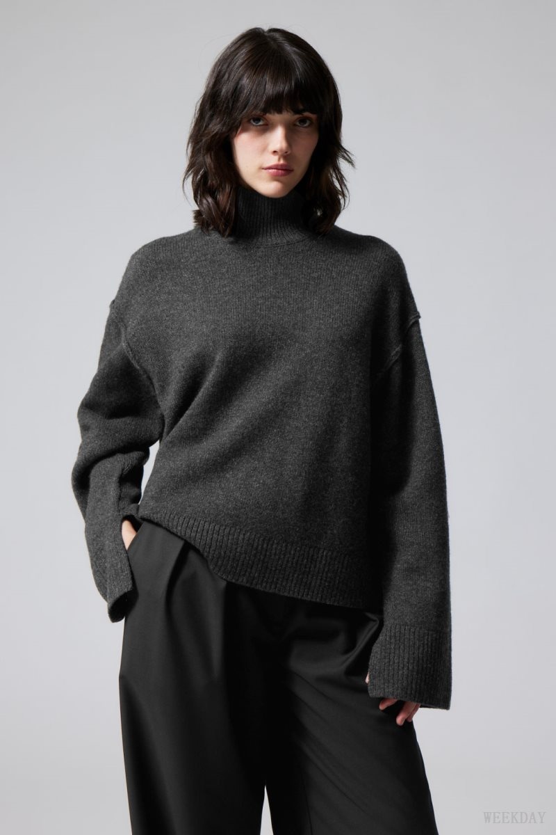 Weekday Maggie ウール Turtleneck セーター レディース 暗グレー Japan | Y8A-9101