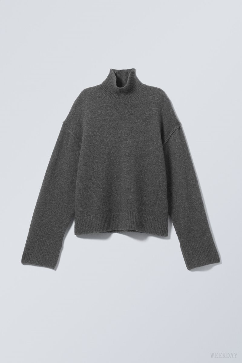 Weekday Maggie ウール Turtleneck セーター レディース 暗グレー Japan | Y8A-9101
