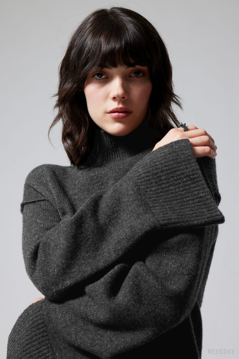Weekday Maggie ウール Turtleneck セーター レディース 暗グレー Japan | Y8A-9101