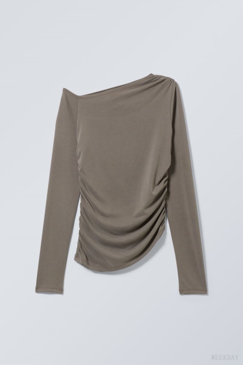 Weekday Main Asymmetric Long Sleeve トップス レディース 暗 Japan | Q7D-3840
