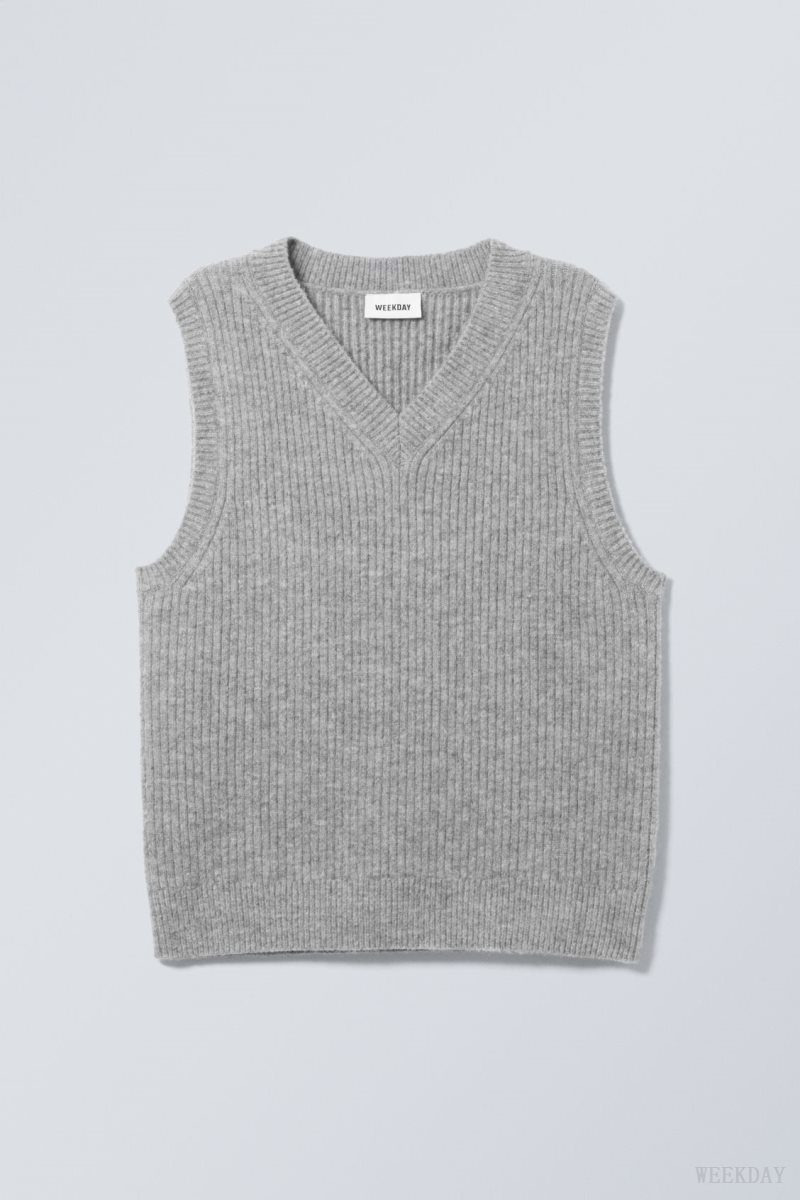 Weekday Margo Vest セーター レディース グレー Japan | L4P-1412