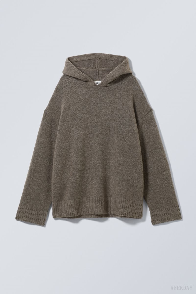 Weekday Marla Oversized Soft Knit Hoodie セーター レディース 暗 Japan | G2I-7821