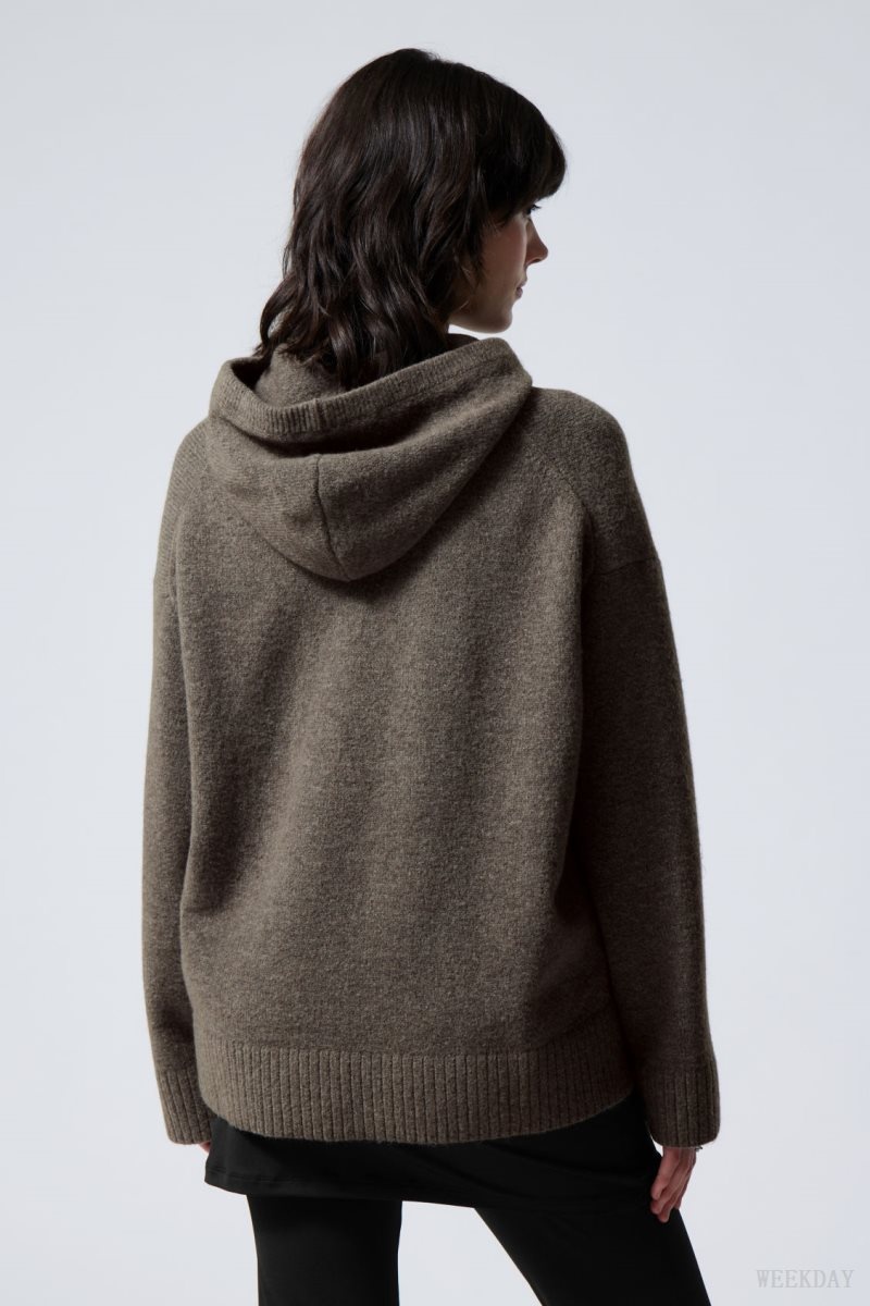 Weekday Marla Oversized Soft Knit Hoodie セーター レディース 暗 Japan | G2I-7821