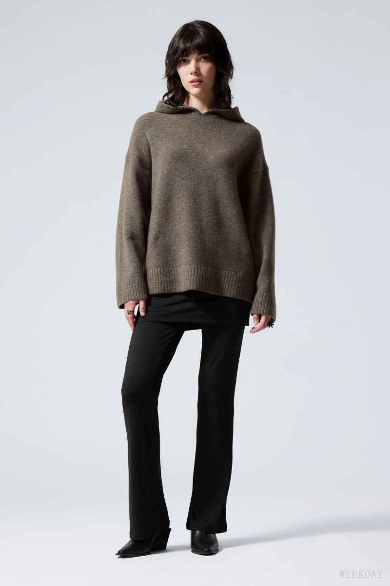 Weekday Marla Oversized Soft Knit Hoodie セーター レディース 暗 Japan | G2I-7821