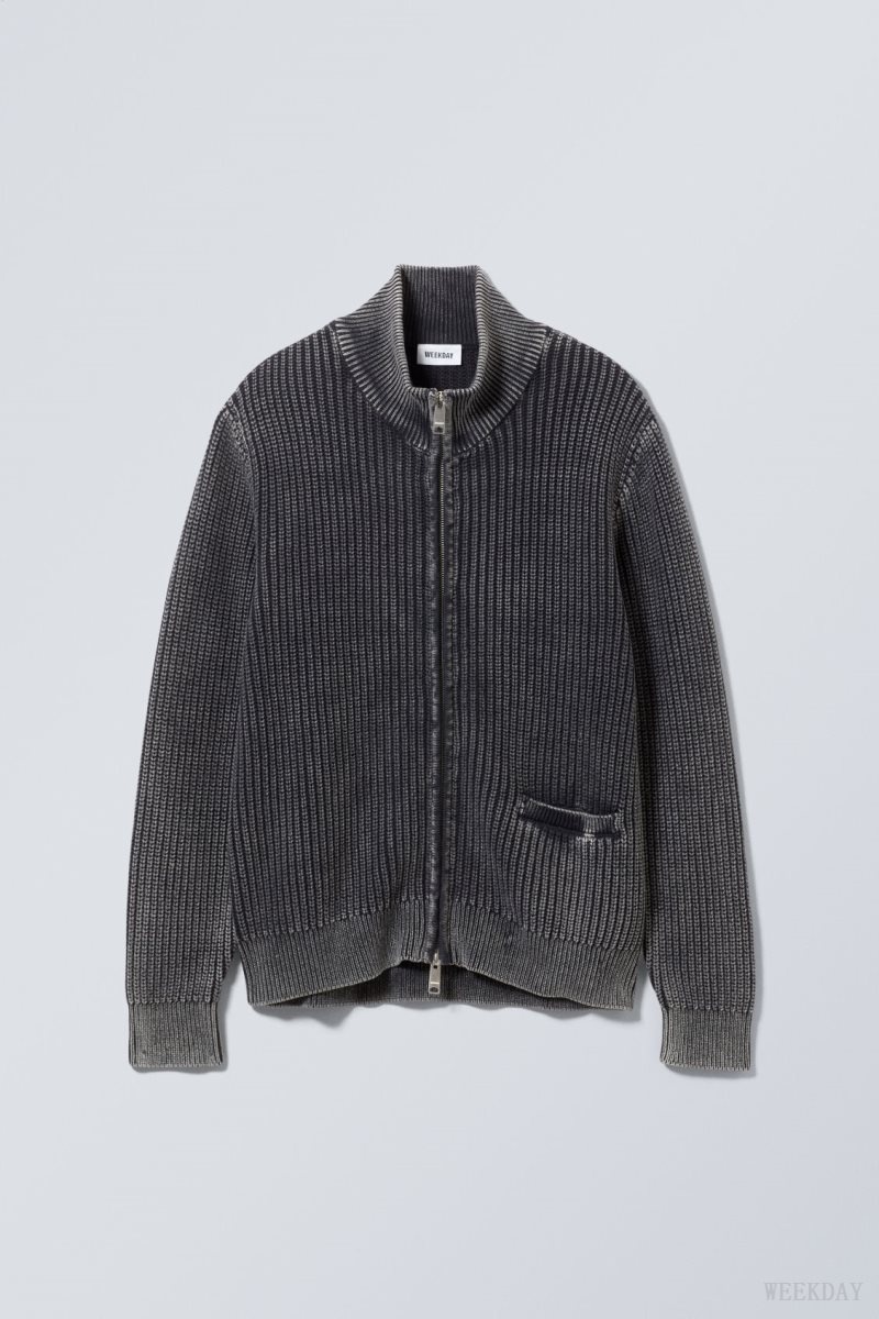 Weekday Mattias Regular Cardigan セーター メンズ 黒 Japan | U4I-9772