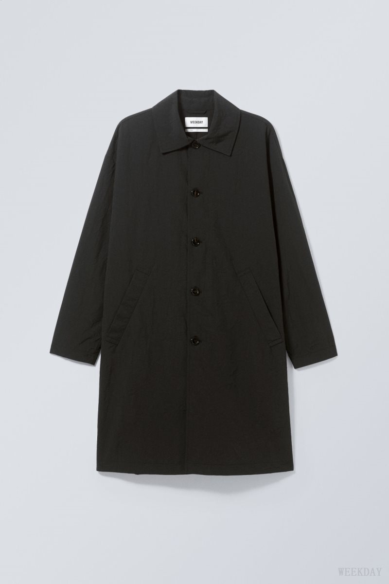 Weekday Matty Oversized ナイロン Coat コート メンズ 黒 Japan | M6V-7543