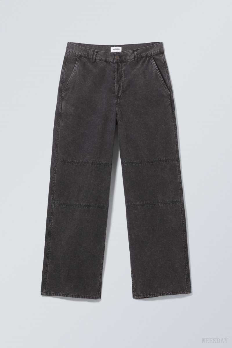 Weekday Micha Loose Workwear Trousers ズボン メンズ 黒 Japan | S4F-1622