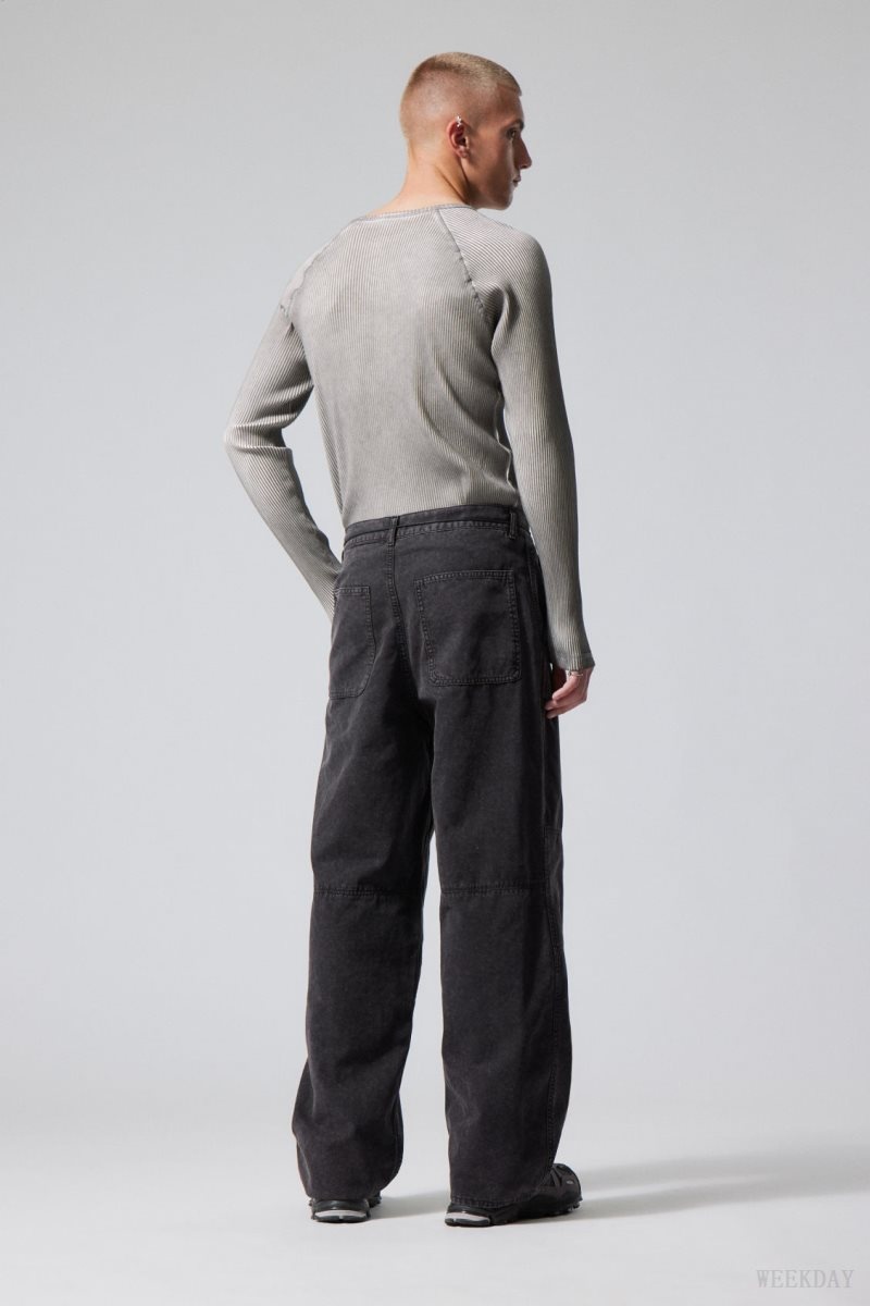Weekday Micha Loose Workwear Trousers ズボン メンズ 黒 Japan | S4F-1622