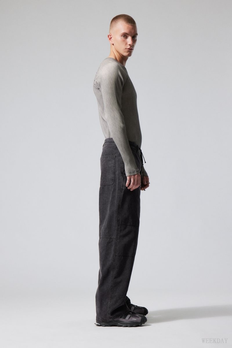 Weekday Micha Loose Workwear Trousers ズボン メンズ 黒 Japan | S4F-1622