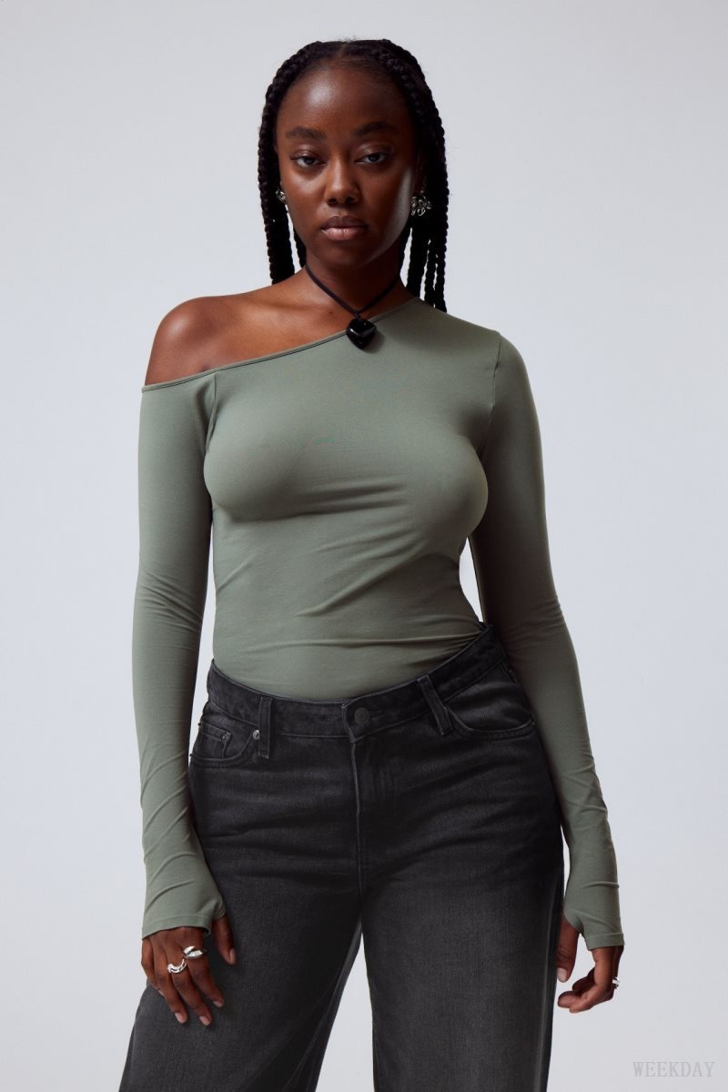 Weekday Myra Seamless Longsleeve Top トップス レディース グレー Japan | X9K-7048
